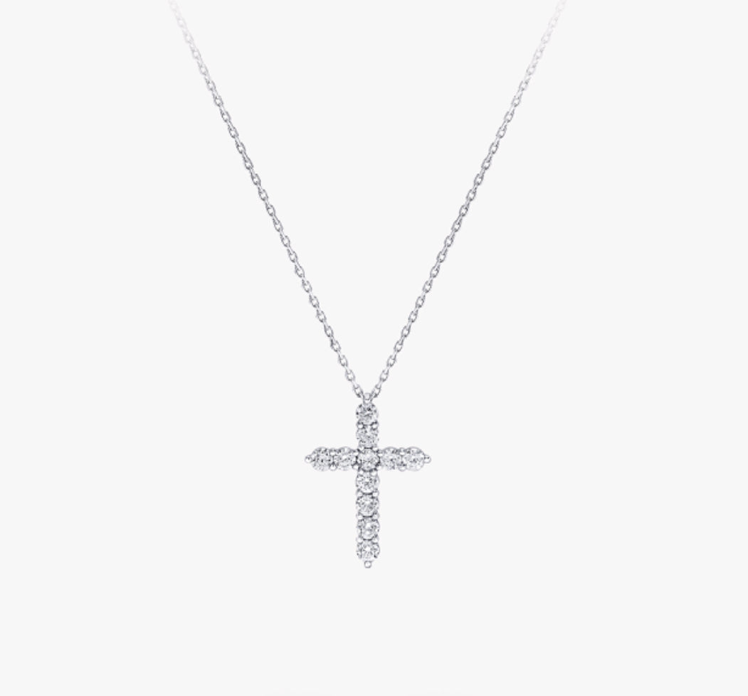 Simulated Diamond Cross Necklace