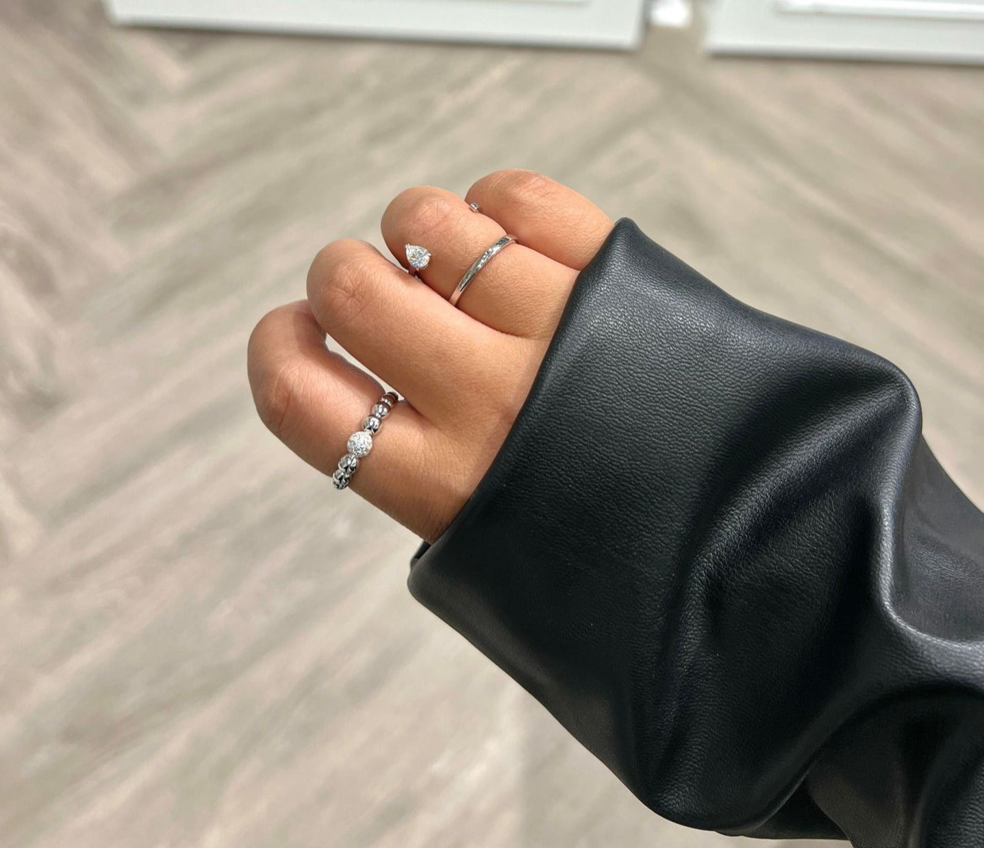 Diamond Simulant Beaded Ring - Mia Ring
